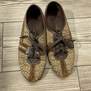 Gorgeous Vintage Coach P506 Ellie Brown Leather & Canvas LaceUp Women’s Size 7.5